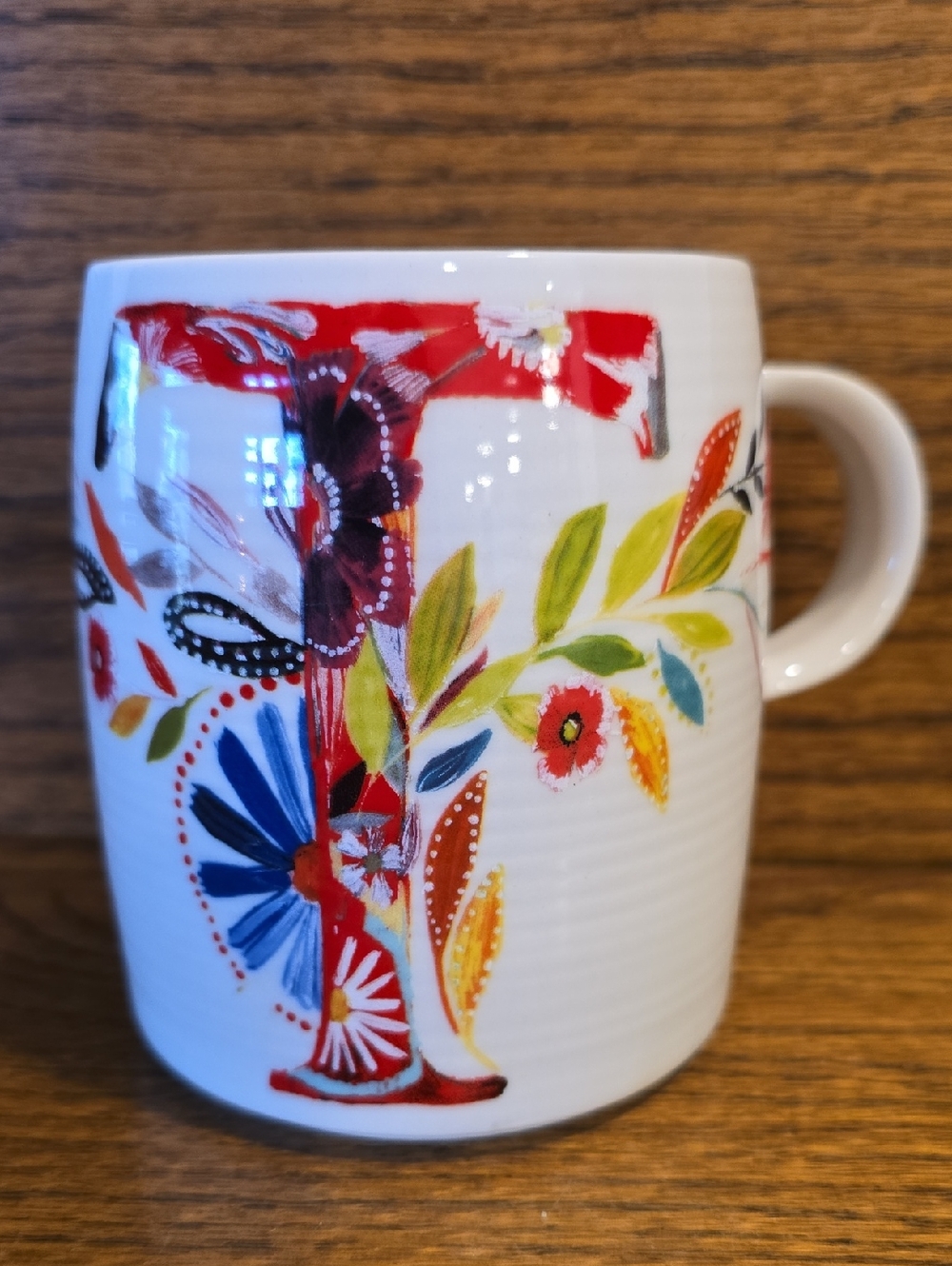 Starla M. Halfmann Anthropologie Floral Letter T Coffee Tea Mug